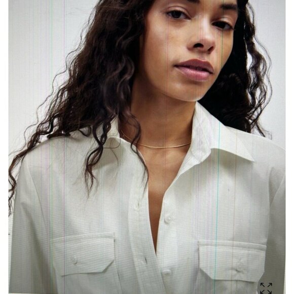 Madewell $88 Poplin Utility-Pocket Button-Up Shirt, White Size 4 NU471 - Picture 5 of 15